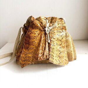 Vintage Clemente Snakeskin Leather Cinched Detail Crossbody